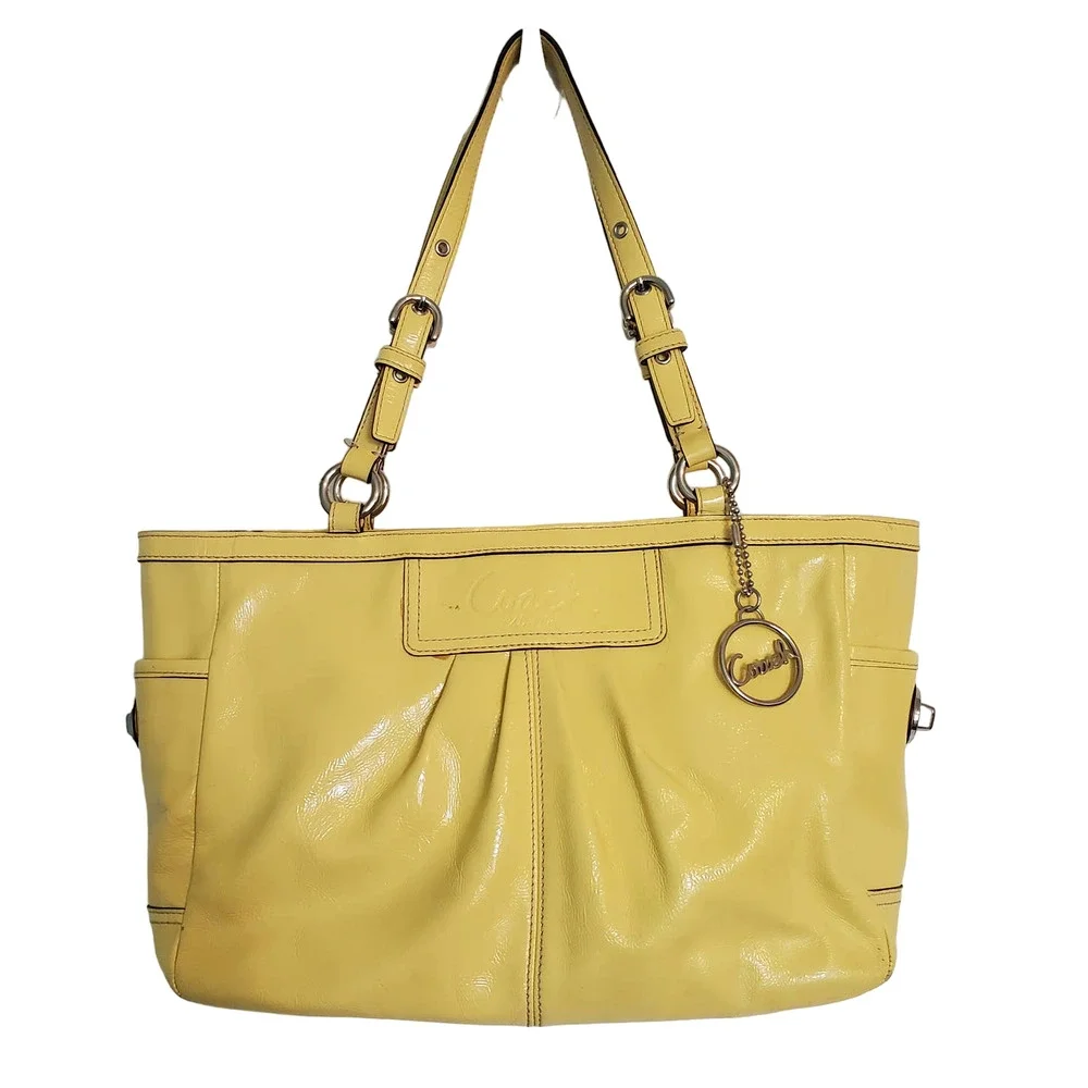 Coach Patent Leather Pleated Gallery Tote Bag F13761 - Picture 1 of 12